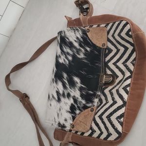 Chevron print hair-on Myra Bag